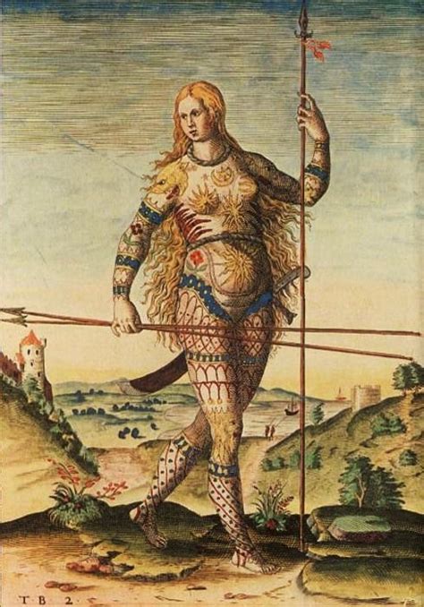 Pict Warrior Engraving By Theodore De Bry Based On Paintings By John White Renaissance