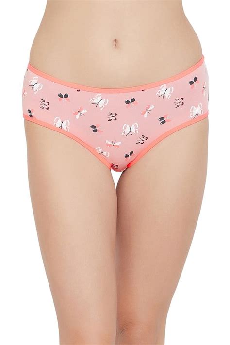 Buy Mid Waist Butterfly Print Hipster Panty In Dusty Pink Cotton Online India Best Prices