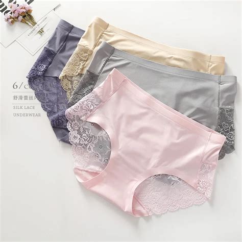 Sexy Panty High Quality Smoothens The Lace Material Mid Waist Briefs Plus Size Seamless Panties