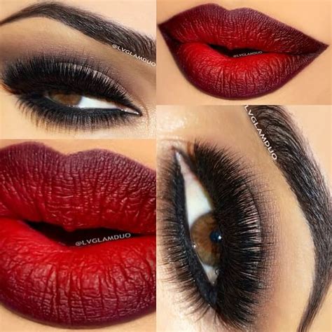 Subtle Smokey Eyes With Vampy Red Ombre Lips By Lvglamduo