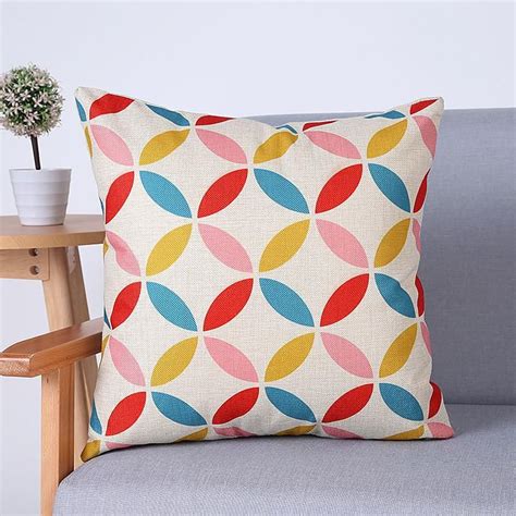 Colorful New Geometric Pattern Decorative Pillow Covers Floral Throw