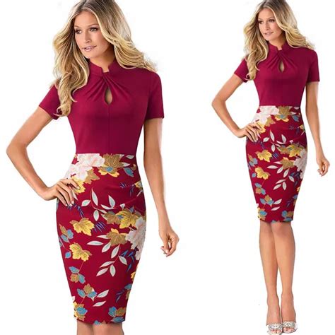 Buy Elegant Work Office Business Drapped Contrasting Bodycon Slim Pencil Lady