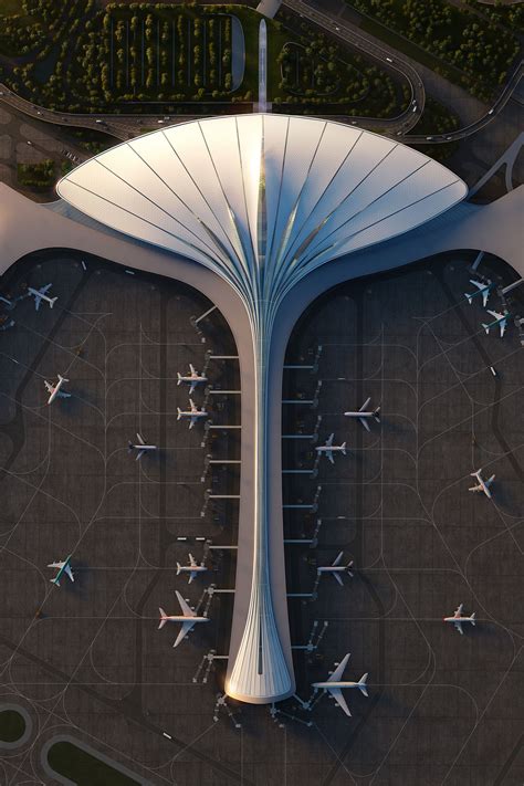 MAD Architects Reveals Design For Changchun Airport S New Terminal Resembling A Floating Feather