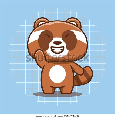 Cute Raccoon Character Waving Vector Illustration Stock Vector Royalty Free