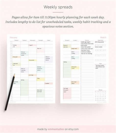 2020 Weekly And Monthly Planner Printable Timetable Hourly A4 And