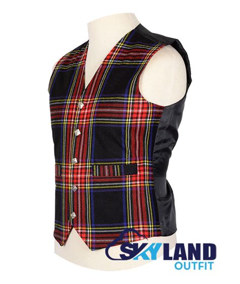 Scottish Black Stewart Tartan Vest Irish Formal Waistcoats