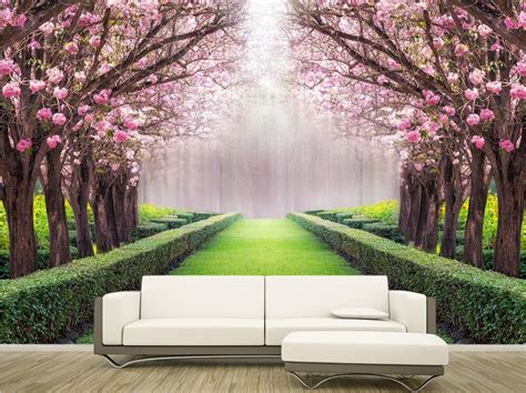 Custom 3d Wallpaper Beautiful Flowers Avenue Photo Wall