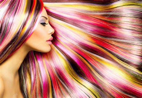 Beauty Fashion Model Girl With Colorful Dyed Hair ⬇ Stock