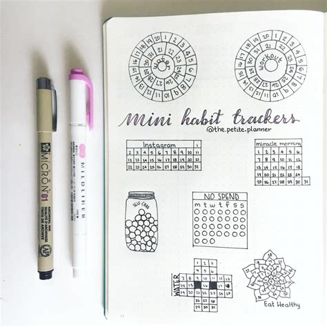 Bullet journal habit tracker printables. Dreaming up some mini habit trackers. Kinda loving the ...