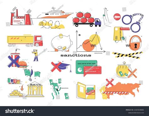 Sanctions Set Flat Isolated Icons Stocks Stock Vector Royalty Free