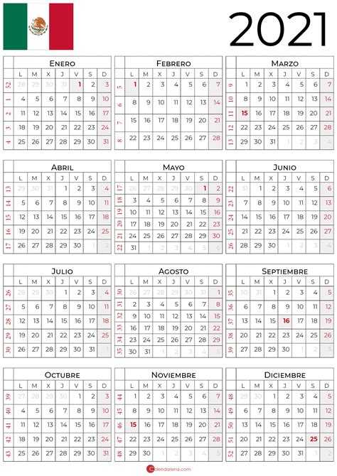 Calendario 2021 México