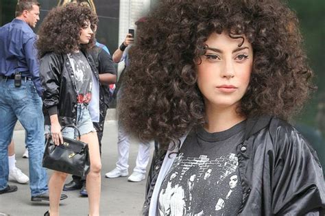 Lady Gagas Eighties Makeover Sees Her In Curly Brown Wig And Shiny