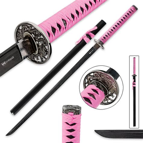 Shinwa Pink Fenom Black Damascus Katana True Swords