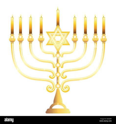 Jewish Golden Menorah With Candles For Hanukkah Jewish Festival Of