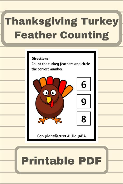 Counting Turkey Feathers Worksheets For Thanksgiving And Special Education