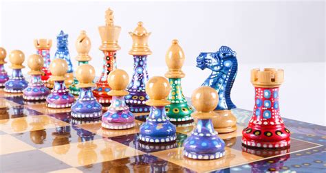 Sydney Grubers Painted Chess Set Polgar Design Chess Set Chess
