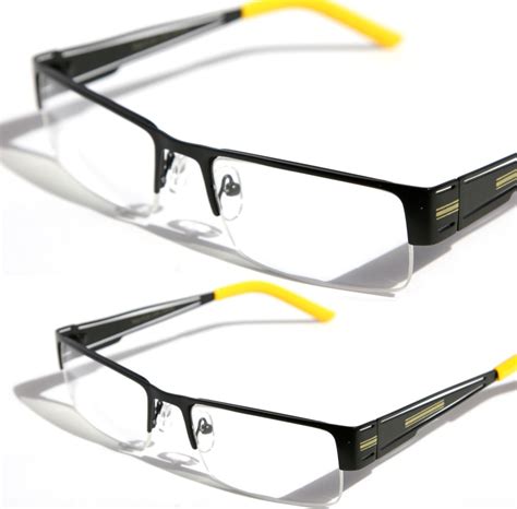 rectangular half rimless metal sun glasses optical rx eyeglasses clear lens1230 ebay