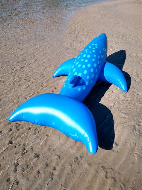 Classic 1990s Inflatable Blue Whale Ride On Horseplay Toys