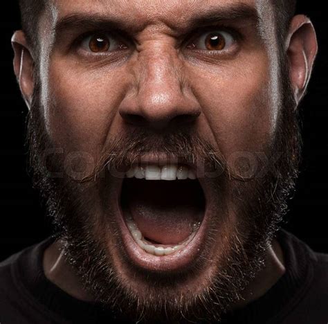 Close Up Portrait Of Screaming And Angry Man Stock Photo Colourbox