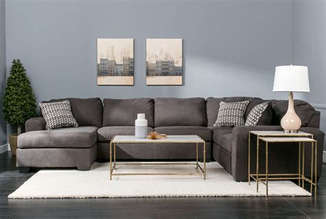 Sorenton Slate 3 Piece Sectional Wlaf Chaise Living Room Decor