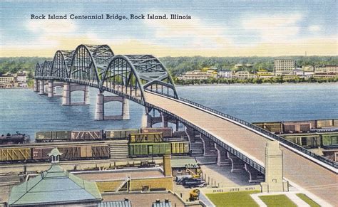 Postcard Rock Island Centennial Bridge Rock Island Illi Flickr