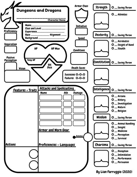 Dnd 5e Easy To Read Character Sheet Dnd Character Sheet Character