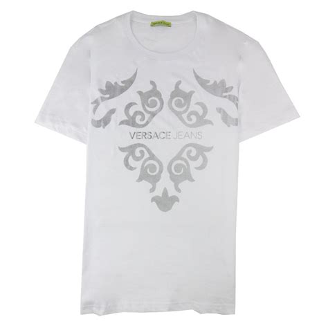Versace Jeans Foil Printed Logo T Shirt White Onu