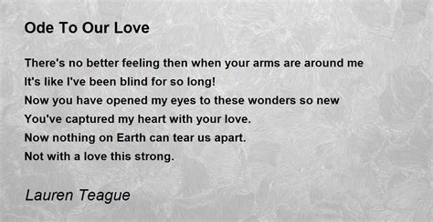 Ode To Our Love By Lauren Teague Ode To Our Love Poem