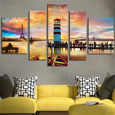 Unframed 5 Piece Wall Modular Painting On The Wall Landscape Tower