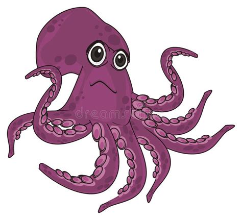 Sad Octopus On White Background Stock Vector Illustration Of Drawing