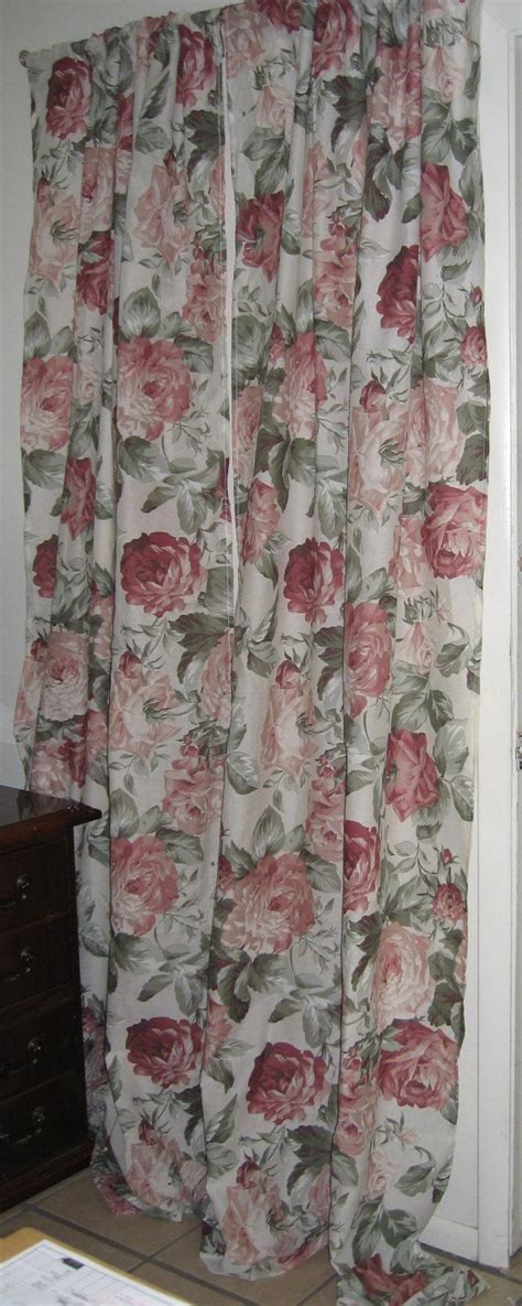 Curtains Farmhouse Cottage Cabbage Roses Tattered Chic Home Rose