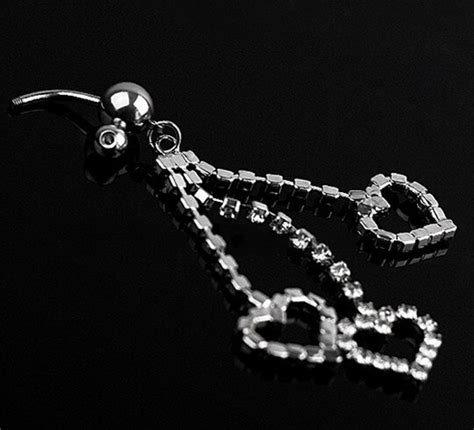 10pcslot Heart Rhinestone Chain Dangle Barbell Belly Button Navel Ring Bar Piercings Ombligo