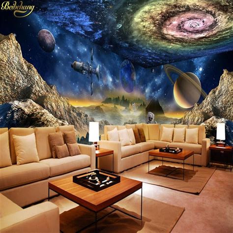 Beibehang Custom Photo Wallpaper Large Mural Star Planet Three