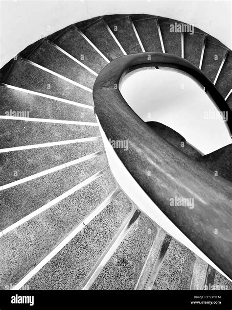 Black And White Spiral Staircase Stock Photo Alamy