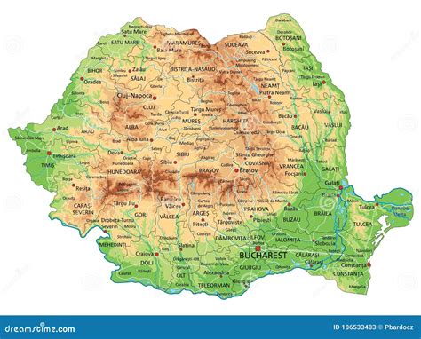 Physical Map Of Romania Stock Photography 5262272