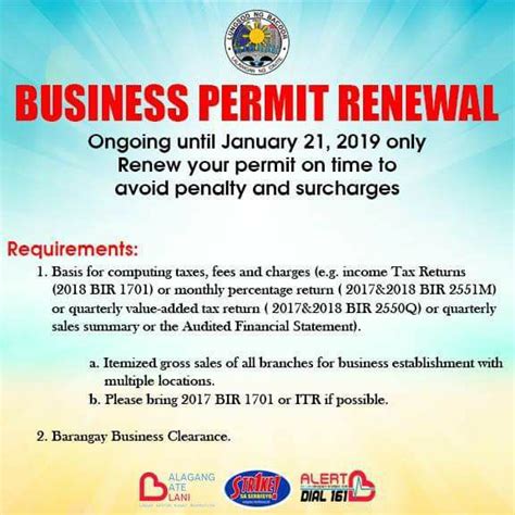 Advisory The Deadline For Renewing Business Permits Is On January 21
