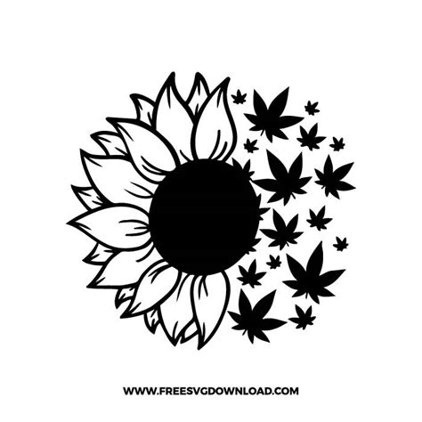 Sunflower weed free SVG & PNG marijuana cut files - Free SVG Download