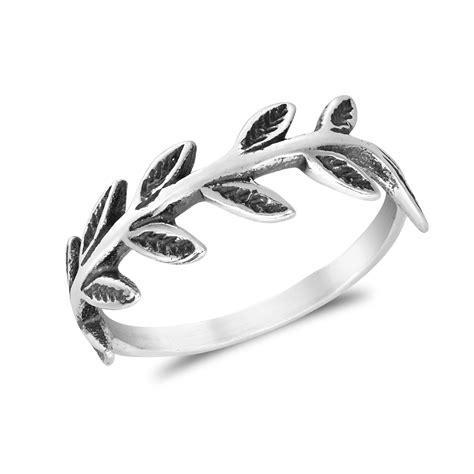 Aeravida Peaceful Nature Sterling Silver Olive Branch Wrap Ring 7