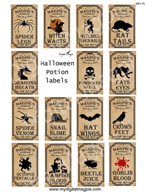 Halloween Potion Labels Apothecary Labels For Jars Bottles Tags And