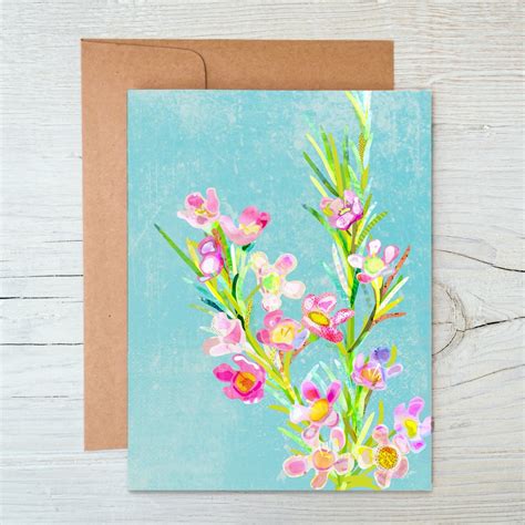 Geraldton Wax Flower Australian Native Flowers A6 Note Card Etsy