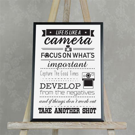 Life Is Like A Camera Quote Poster By Home And Glory