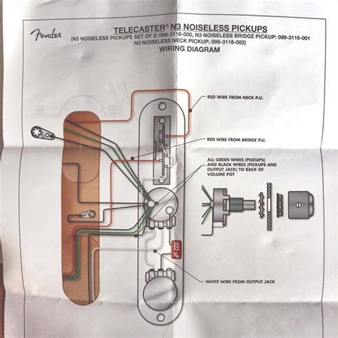 How to wire a stock tele pickup switch | premier guitar regarding telecaster 3 way wiring diagram, image size. Fender Telecaster N3 Noiseless Pickups wiring diagram | Flickr