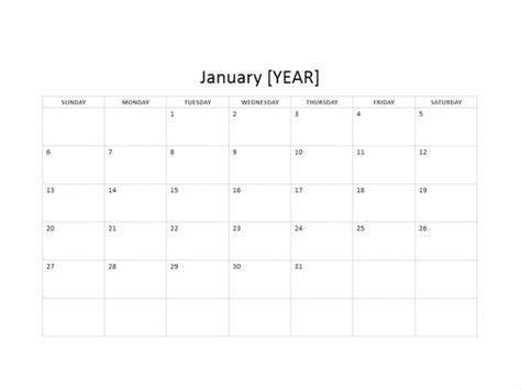 Basic Any Year Calendar Template Freetemplatespro