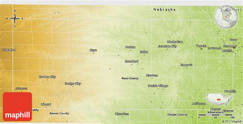 Physical 3d Map Of Kansas