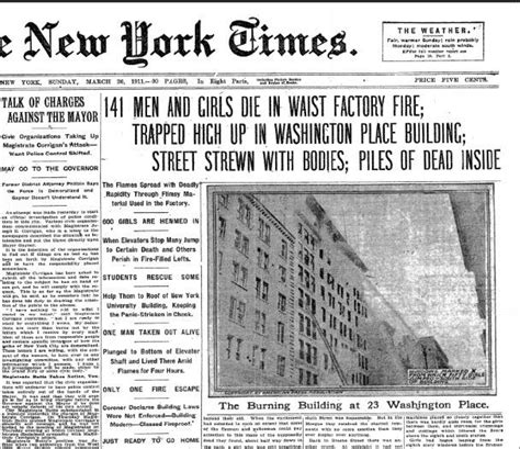 New York Times Article On The Fire Triangle Shirtwaist Fire New