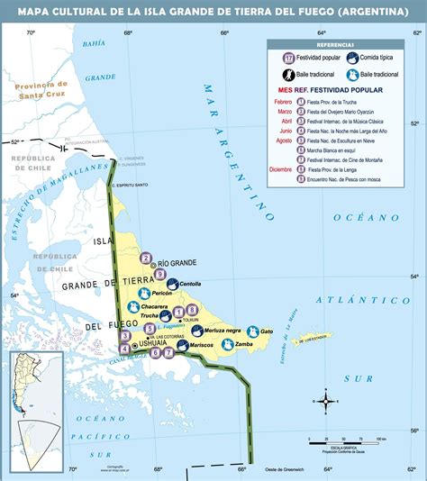 Cultural Map Of The Argentinian Side Of The Isla Grande De