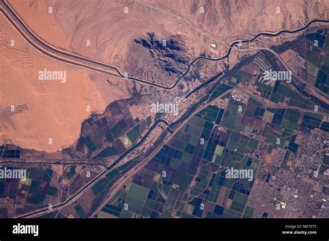 A Satellite View Of The Desert And The Colorado River Near Yuma