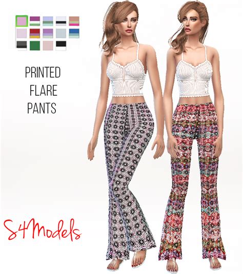 My Sims 4 Blog Printed Flare Pants For Females By S4models