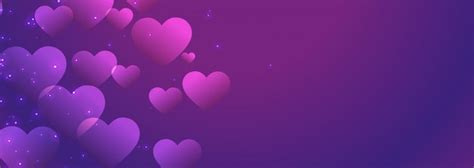 Free Vector Purple Shiny Hearts Banner With Text Space