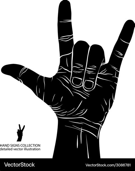 Rock On Hand Sign Rock N Roll Hard Rock Heavy Vector Image